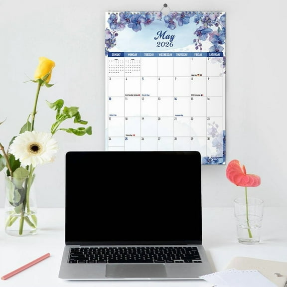 18 Month Large Wall Calendar January 2026 to 2027 Floral Office Home Planning Organizer for Schedule Management and Yearly