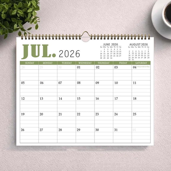 18 Month Wall Calendar July 2026-December 2027 Monthly Planner Large Grid Blocks for Notes Appointments Home Office Organizer with Hanging Hole