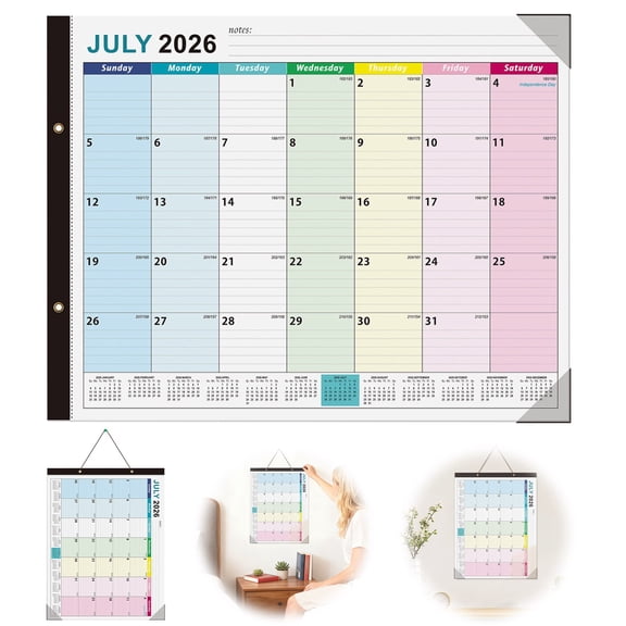 18-Month Wall and Desk Calendar for July 2026 to December 2027, Functional Planner with Notes Section and Year Reference