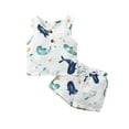 thumbnail image 1 of 18 Months Baby Boys Clothes 24 Months Boys 2PCS Summer Outfits Set Dolphin Print Crew Neck Toddler Boys Sleeveless Top Shorts Set White, 1 of 7