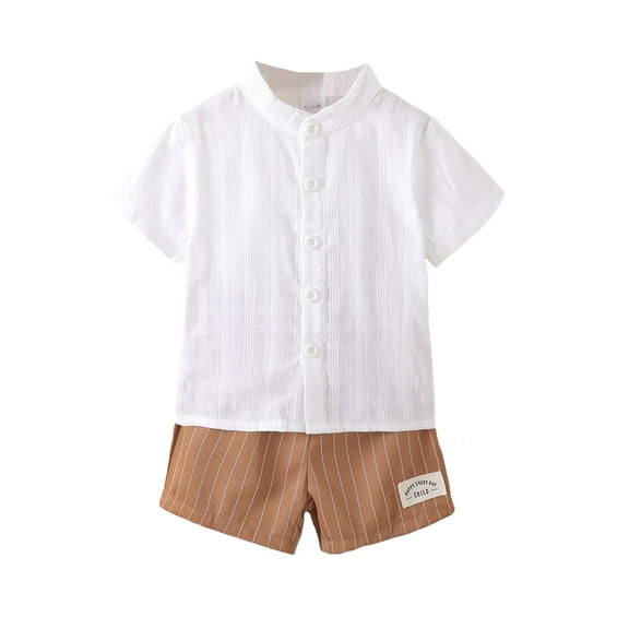 18 Months Baby Boys Clothes 24 Months Boys 2PCS Summer Outfits Set Toddler Boys Short Sleeve Top Shorts Set White