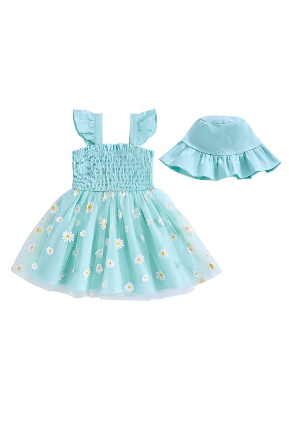 18 Months Baby Girl Dress 24 Months Girls Sleeveless Dress Solid Color Cute Bowknot Toddler Girls Suspender Dress Tulle Dress with Hat Green