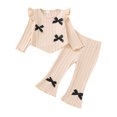 thumbnail image 1 of 18 Months Baby Girls Clothes 24 Months Girls 2PCS Fall Winter Outfits Set Cute Bowknot Toddler Girls Long Sleeve Top Pants Set Apricot, 1 of 8