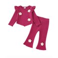 thumbnail image 1 of 18 Months Baby Girls Clothes 24 Months Girls 2PCS Fall Winter Outfits Set Cute Bowknot Toddler Girls Long Sleeve Top Pants Set Rose Red, 1 of 8