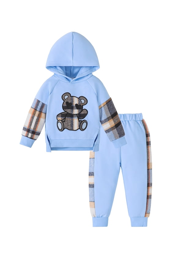 18 Months Baby Girls Clothes 24 Months Girls 2PCS Hoodie Outfits Set Toddler Girls Long Sleeve Top Pants Set Blue
