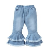 18 Months Baby Girls Clothes 24 Months Girls Jeans Pants Toddler Girl Denim Bell-bottomed Pants Blue Pants