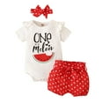 thumbnail image 1 of 18 Months Baby Girls Clothes 24 Months Infant Girls Summer 3PCS Outfits Short Sleeve Romper Tops Polka Dots Shorts Headband Set Red, 1 of 8