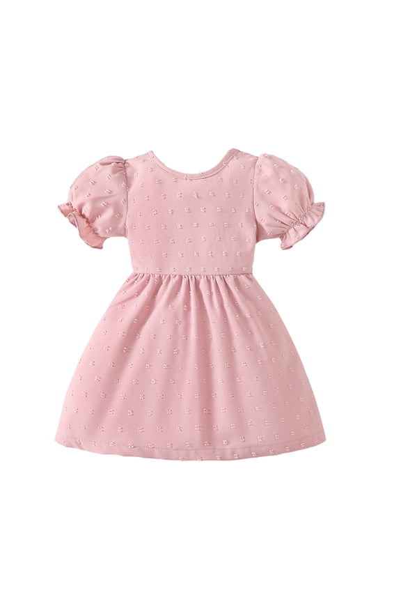 18 Months Baby Girls Dress 24 Months Girls Short Sleeve Dress Round Neck Solid Color Toddler Girls Summer Dress Pink Dress