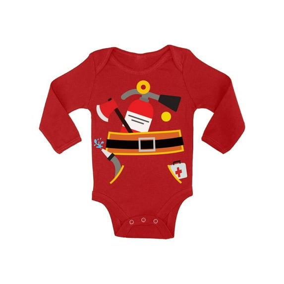 18 Months Boy Clothes - NB 6M 12M 18M - Funny Fireman Long Sleeve Bodysuit