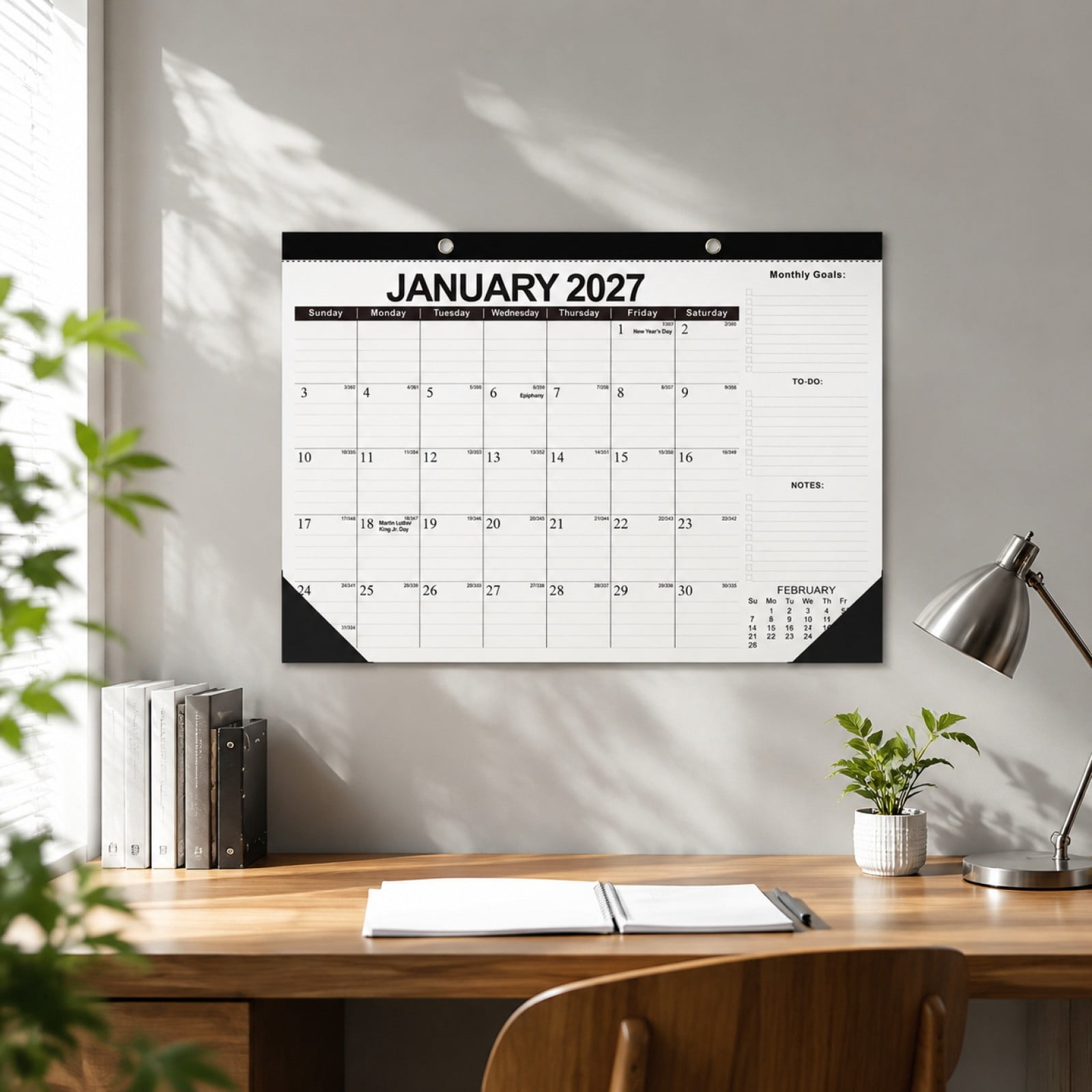 Desk Paper Note 18 Months Desk Calendar, 2027 2028 Desk Calendar, Floral Wall Calendar ...