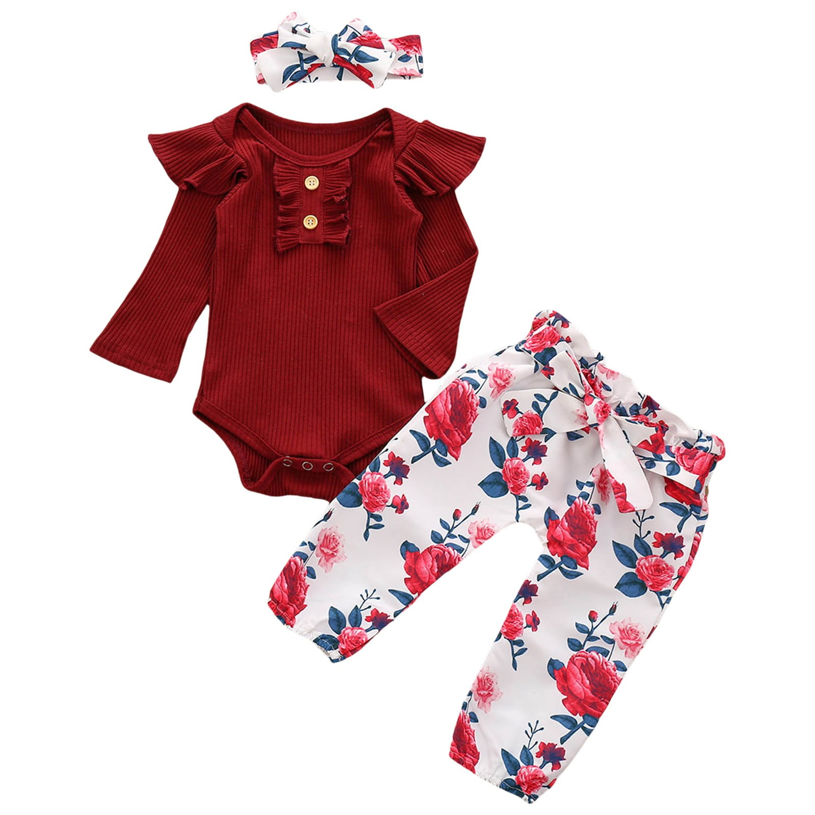 18 Months Girl Clothes Baby Girl Baby Girls Clothes Ribbed Ruffled ...