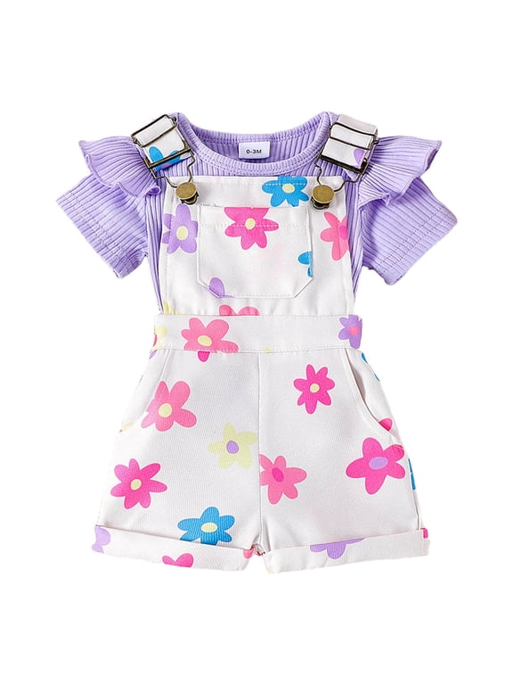 18 Months Girl Clothes Sweat Suits Toddler Girl Clothes Newborn Infant Baby Outfits Ruffle Romper+ Soft Shorts Sets For 6 12 18 24 Months Dailywear