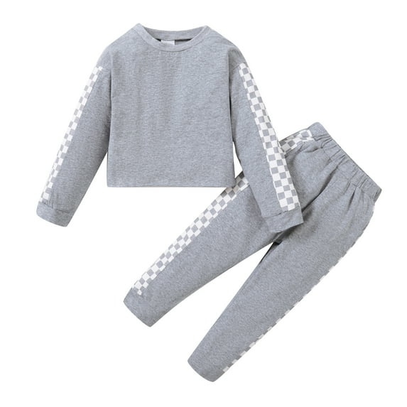 18 Months Toddler Baby Girls Clothes Baby Girls Outfits 18-24 Months Baby Girls Long Sleeve Round Neckline Solid Color Top Pants 2PCS Set Gray