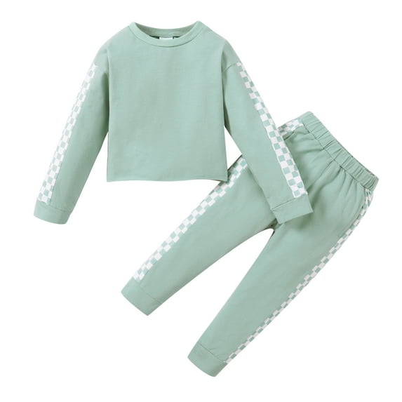18 Months Toddler Baby Girls Clothes Baby Girls Outfits 18-24 Months Baby Girls Long Sleeve Round Neckline Solid Color Top Pants 2PCS Set Green