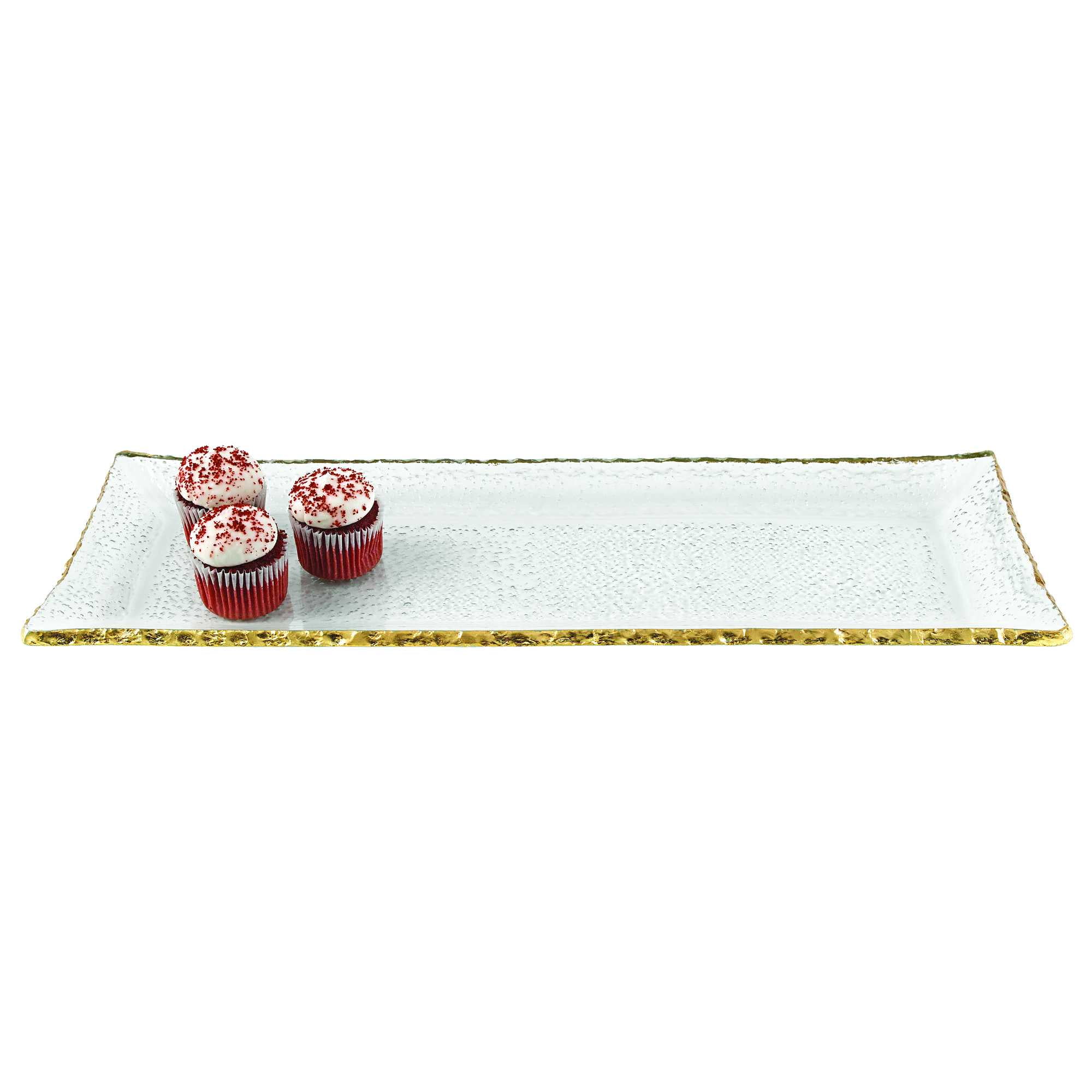 18 Mouth Blown Rectangular Edge Gold Leaf Serving Platter Or Tray 18 Mouth Blown Rectangular Edge Gold Leaf Serving Platter Or Tray
