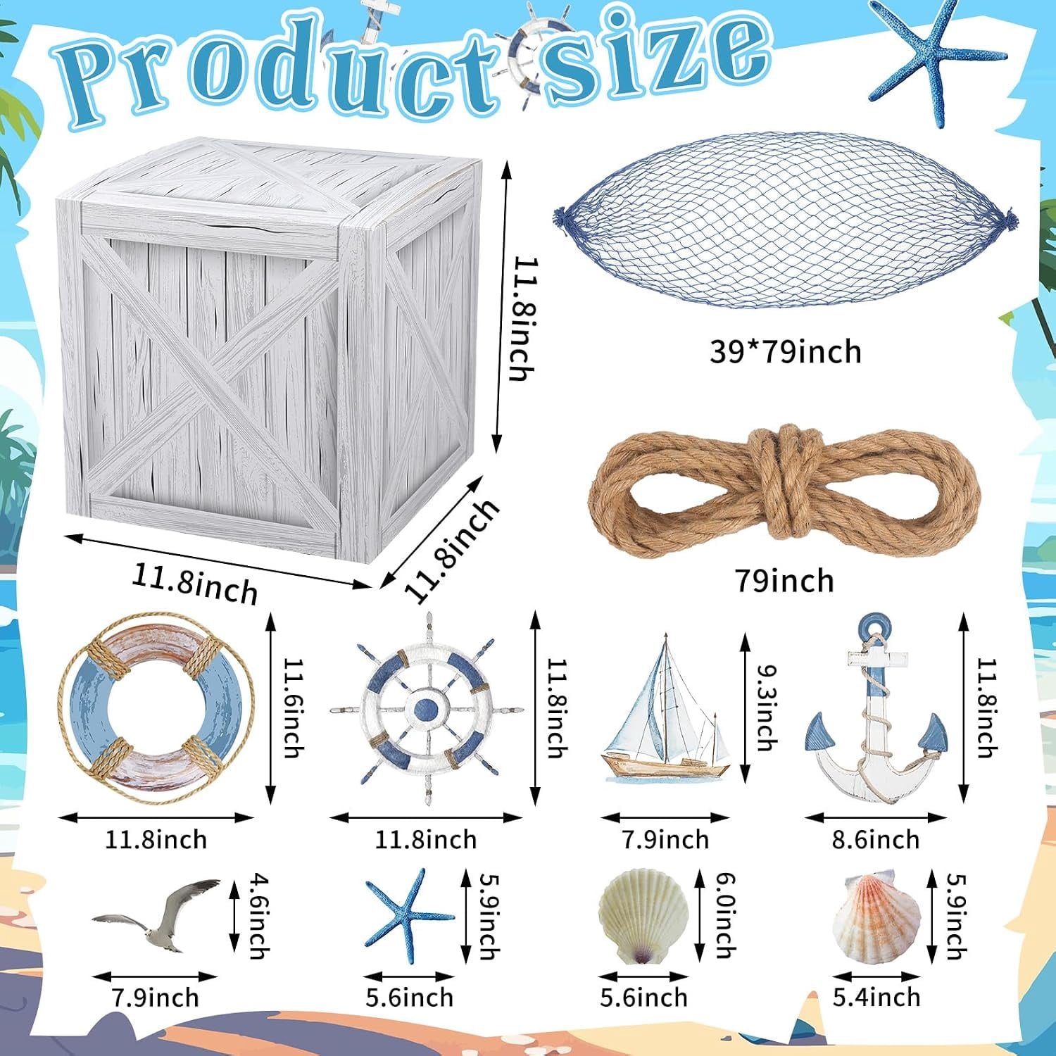 18 Nautical Party Decorations Set, Treasure Chest Theme, Includes Faux ...