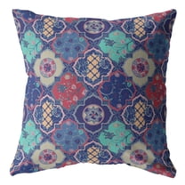 18â€ Navy Red Trellis Indoor Outdoor Throw Pillow