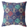 thumbnail image 1 of 18â€ Navy Red Trellis Suede Throw Pillow, 1 of 4