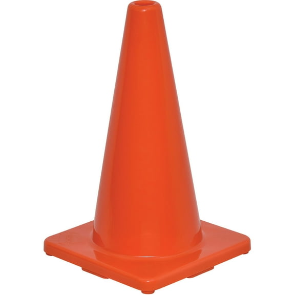 Global Industrial 18"" Traffic Cone Non-Reflective Solid Orange Base 2-1/2 lbs