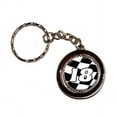 thumbnail image 1 of 18 Number Checkered Flag Racing Key Chain Keychain Ring, 1 of 1