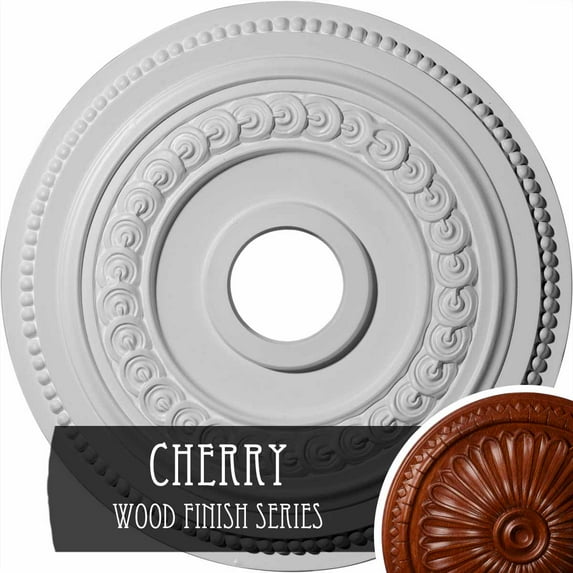 18"OD x 3 3/8"ID x 7/8"P Oldham Ceiling Medallion (Fits Canopies up to 8 5/8"), Hand-Painted Cherry