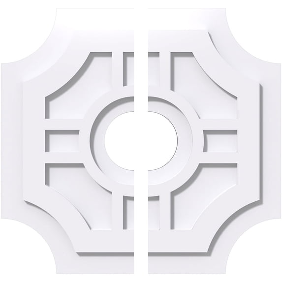 18"OD x 4"ID x 6"C x 1"P Haus Architectural Grade PVC Contemporary Ceiling Medallion, Two Piece