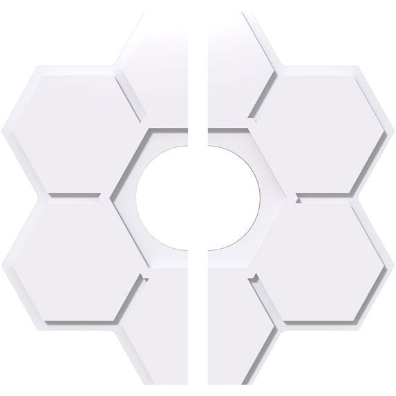 18"OD x 5"ID x 6 1/4"C x 1"P Daisy Architectural Grade PVC Contemporary Ceiling Medallion, Two Piece