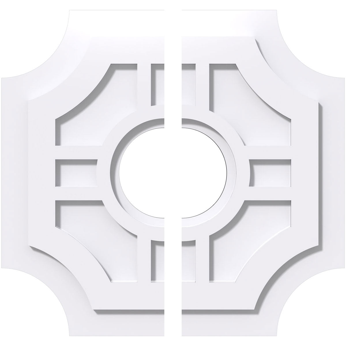 18" White PVC Contemporary Two-Piece Ceiling Medallion