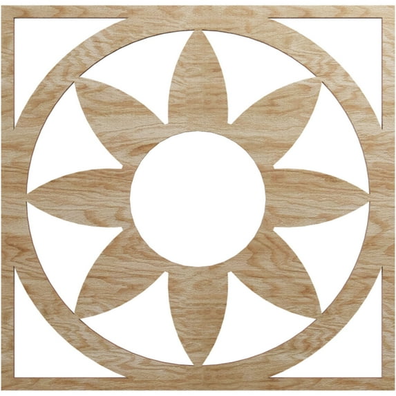 18"OD x 6 1/4"ID x 1/4"T Blume Wood Fretwork Pierced Ceiling Medallion, Red Oak