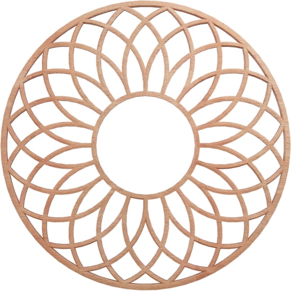 18"OD x 6 1/8"ID x 1/4"T Cannes Wood Fretwork Pierced Ceiling Medallion, Cherry