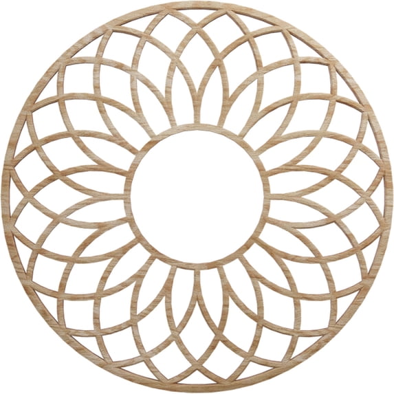 18"OD x 6 1/8"ID x 3/8"T Cannes Wood Fretwork Pierced Ceiling Medallion, Red Oak