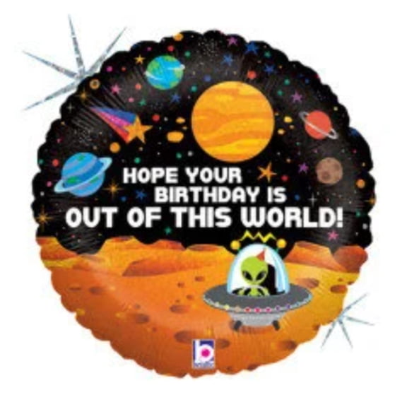 18" OUT of THIS WORLD Birthday Balloon  Party Supplies Decorations Foil Mylar Balloon
