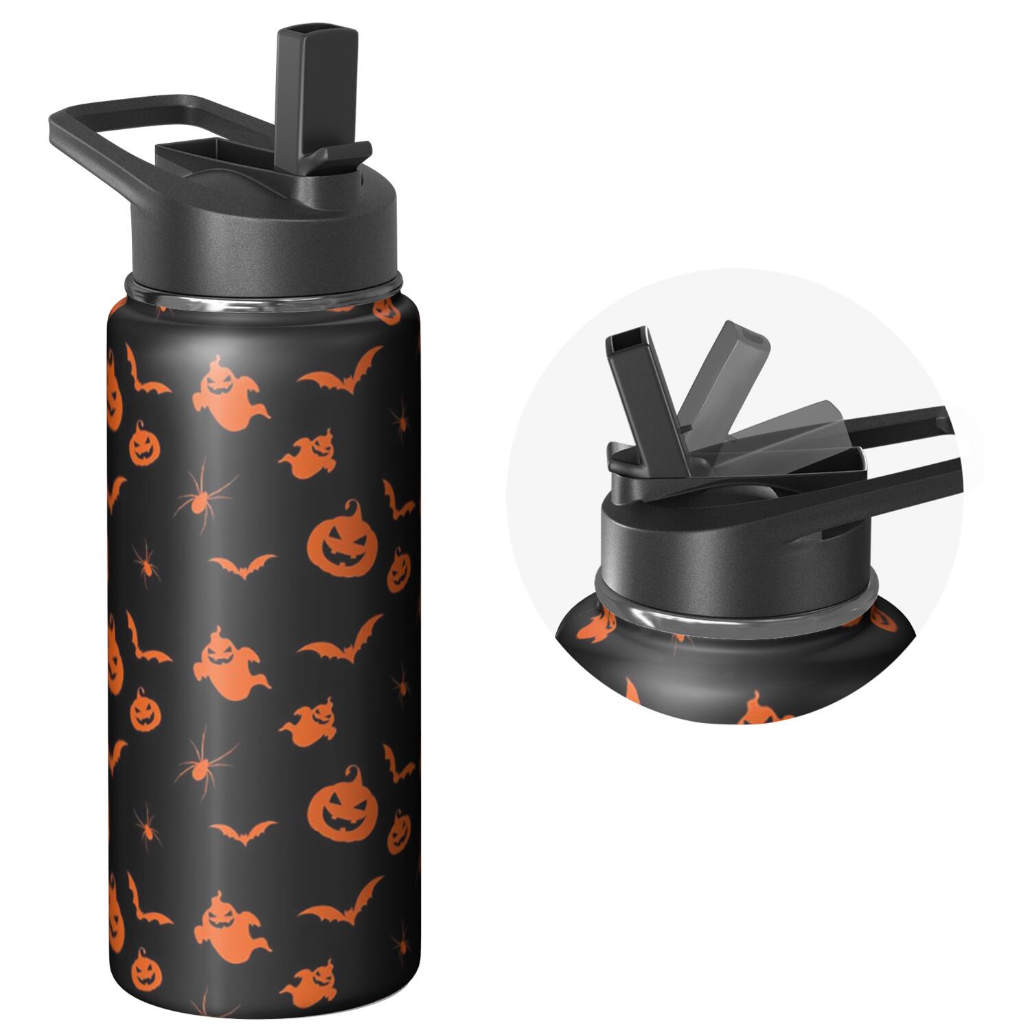 YETTASBIN 40 Oz Halloween Bat Tumbler - Stainless Steel Vacuum Insulated Travel Mug With Handle & Straw - View #8