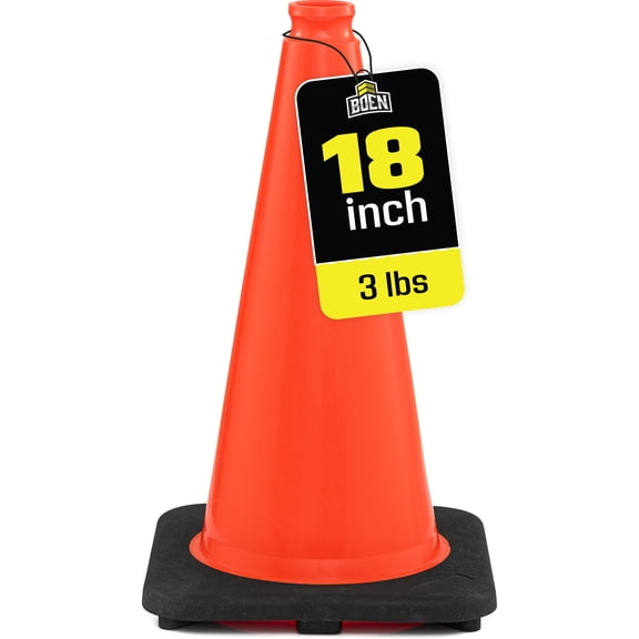 18" Orange PVC Non-Reflective Traffic Safety Cone