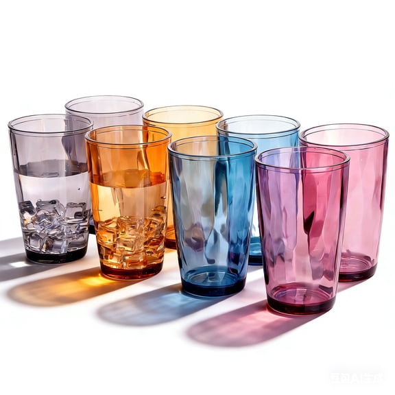 18-Ounce Plastic Tumblers (Set of 8), Plastic Drinking Glasses, Reusable Multi-Color Water Cup, Acrylic Travel Cup, Shatterproof And High Temperature Resistant, Shatter-Proof, Dishwasher-Safe