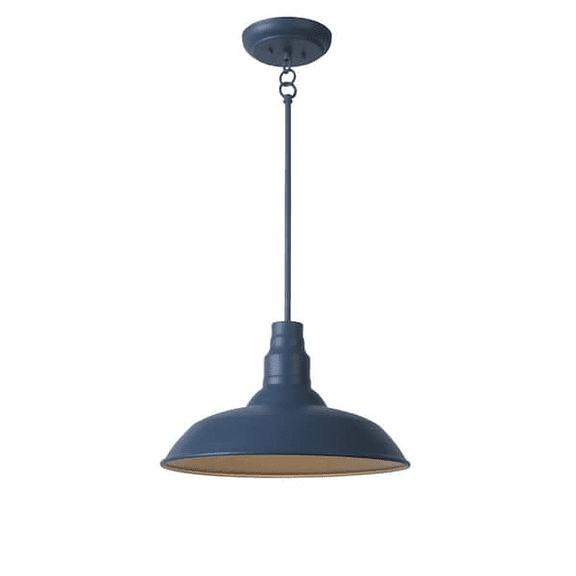 18" Outdoor Pendant Light Fixture, Adjustable Mini Hanging Ceiling Light in Dark Blue Aluminum, Downward Lighting, LED-Compatible, Weather-Resistant