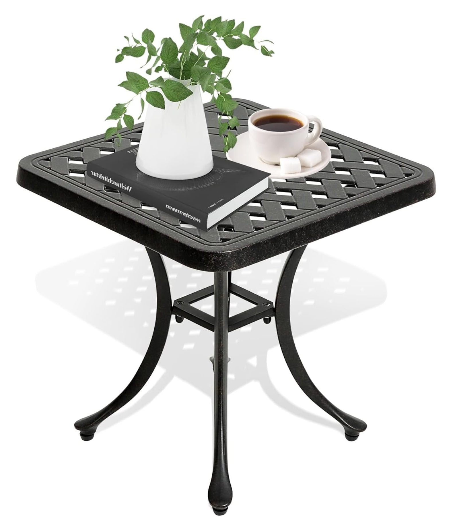 18" Bronze Cast Aluminum Outdoor Patio Side Table