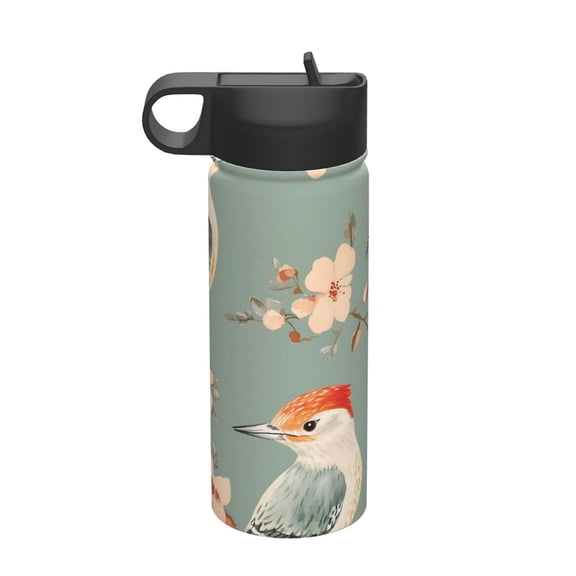 18 Oz Insulated Sports Bottle, Outdoor Sports Gym Handheld Portable Casual Stainless Steel Water Bottle, Straw With Lid Bird (5)
