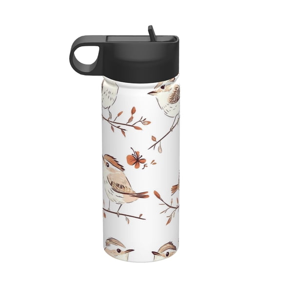 18 Oz Insulated Sports Bottle, Outdoor Sports Gym Handheld Portable Casual Stainless Steel Water Bottle, Straw With Lid Bird