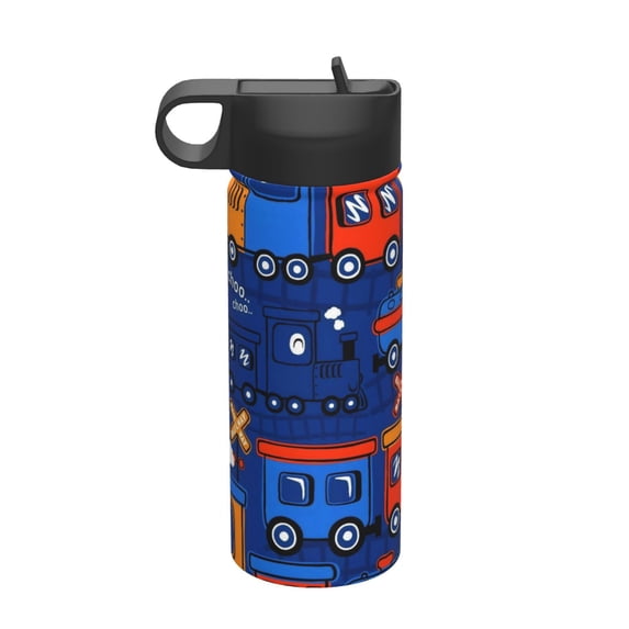 18 Oz Insulated Sports Bottle, Outdoor Sports Gym Handheld Portable Casual Stainless Steel Water Bottle, Straw With Lid Train