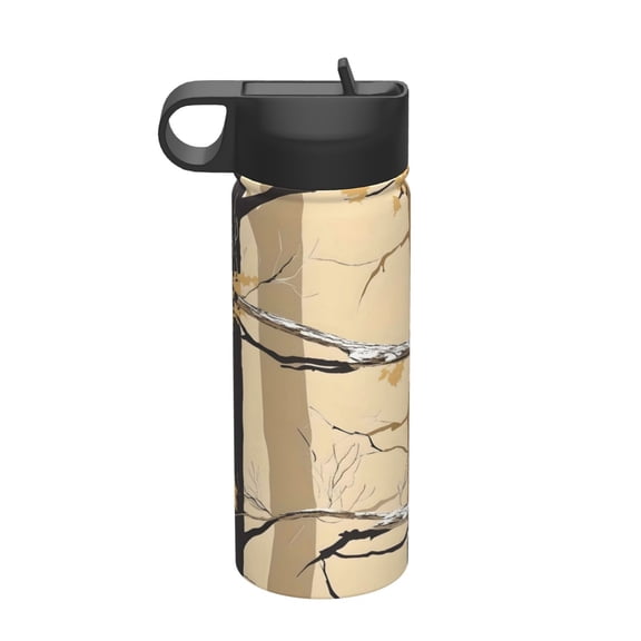 18 Oz Insulated Sports Bottle, Outdoor Sports Gym Handheld Portable Casual Stainless Steel Water Bottle, Straw With Lid Woods Camouflage Tan_1