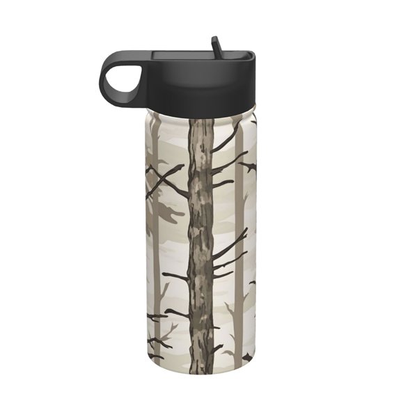 18 Oz Insulated Sports Bottle, Outdoor Sports Gym Handheld Portable Casual Stainless Steel Water Bottle, Straw With Lid Woods Camouflage Tan_2