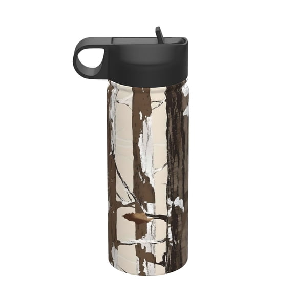 18 Oz Insulated Sports Bottle, Outdoor Sports Gym Handheld Portable Casual Stainless Steel Water Bottle, Straw With Lid Woods Camouflage Tan_3