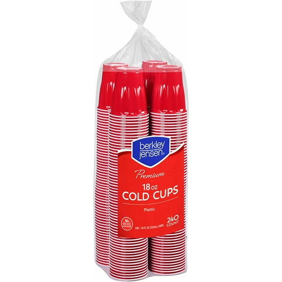 '' 18 Oz. Premium Plastic Cold Cups, 240 Count - Red