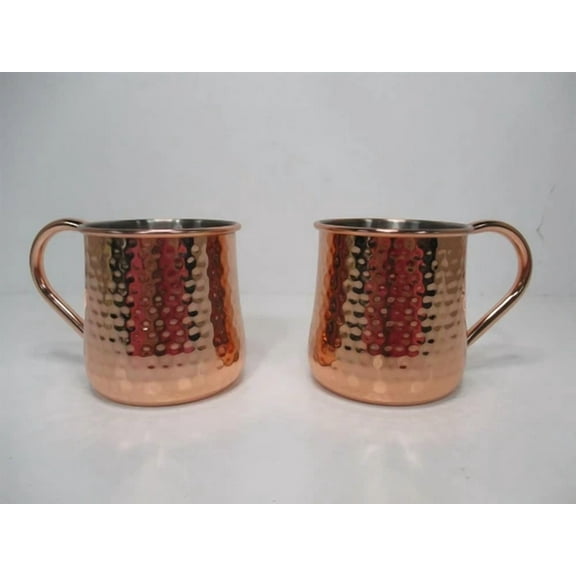 18 Oz. Rose Gold Hammer Style Stainless Steel Moscow Mule Mug - Set Of 2
