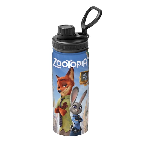 18 Oz Sports Insulated Water Bottle Zootopia Stainless Steel Kettle Leak Proof for Sports Gym Travel