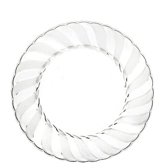 (18 PACK) EcoQuality 9" inch Round Clear Plastic Plates with Flared Rim - Disposable China Like Party Plates, Heavy Duty Salad Plates, Dinner Plate, Dessert, Wedding, Serveware