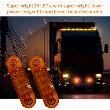 18-PACK LED MARKER LIGHTS TRAILER, 24V Waterproof Trailer Marker Light Amber Trailer RV Marker LED Light Marker lights Universal Fit Boat Trailer Lights