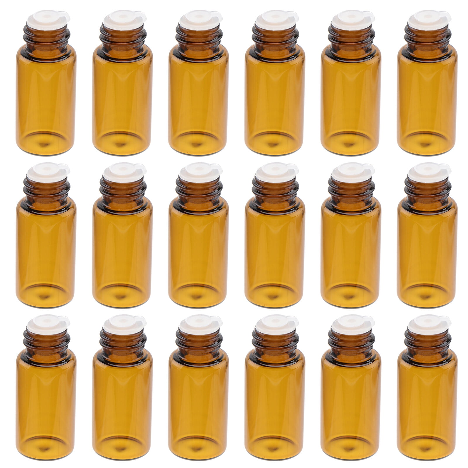 18 PC 3ml Mini Amber Glass Vial Bottles with Orifice Reducer and for Essential Oils Chemistry