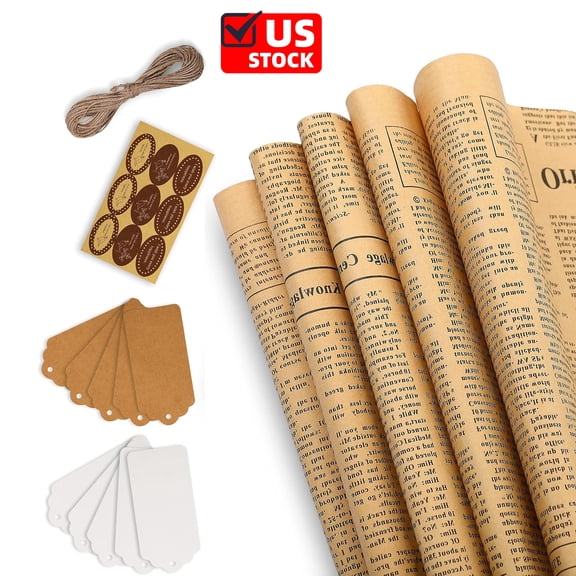 18 PCS 27.7 x 19.7" Newspaper Wrapping Paper Vintage Book Wrapping Paper Sheets for Birthday Valentine’s Day Gift Packing